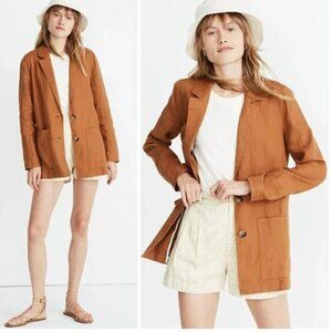 Madewell Linen Dorset‎ Blazer Linen Terracotta Russet Brown size Medium